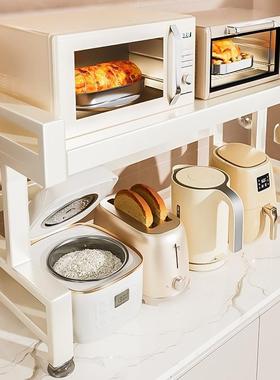 厨房微波炉置物架多层烤箱支架桌面台面收纳架子承重高度加粗单层