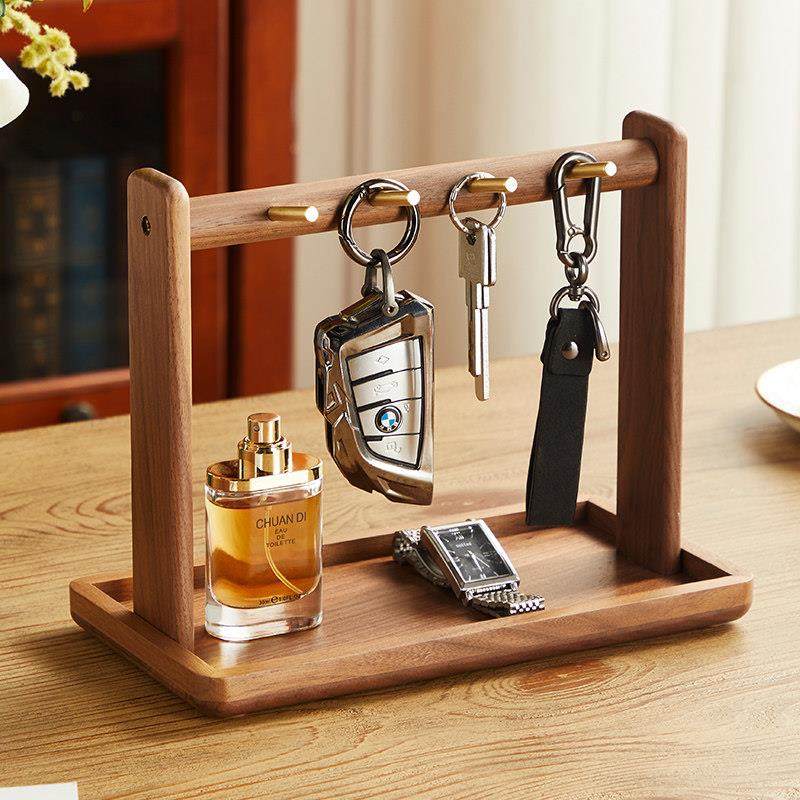 钥匙收纳玄关摆件简约进门口鞋柜托盘桌面置物架黑胡桃木创意实木,收纳整理,桌面收纳盒,淘宝优惠券,粉丝福利购,淘宝优惠卷