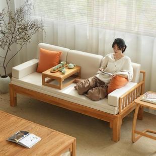 全实木罗汉床新中式 白蜡木小户型客厅书房茶室两用推拉沙发