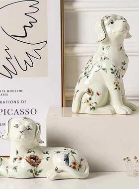 客庄陶瓷狗家居饰品陶瓷手绘狗家居饰品摆件陶瓷狗客厅陶瓷摆件