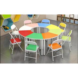 彩色圆形团体心理咨询室辅导活动桌学生培训辅导班录播教室课桌椅