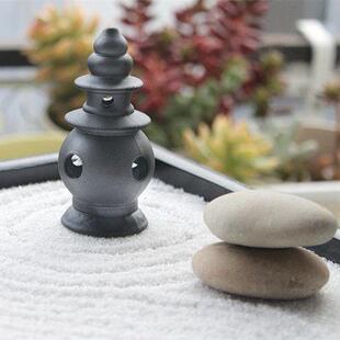 禅意迷你陶瓷紫砂香塔香炉香插茶室氛围香器香薰炉装饰品灯塔摆件