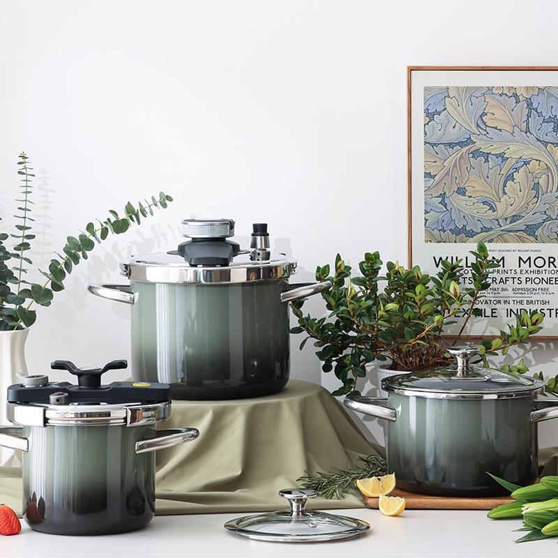 BRICKELL黑森林系列珐琅快压锅家用燃气电磁炉通用高压锅不粘锅