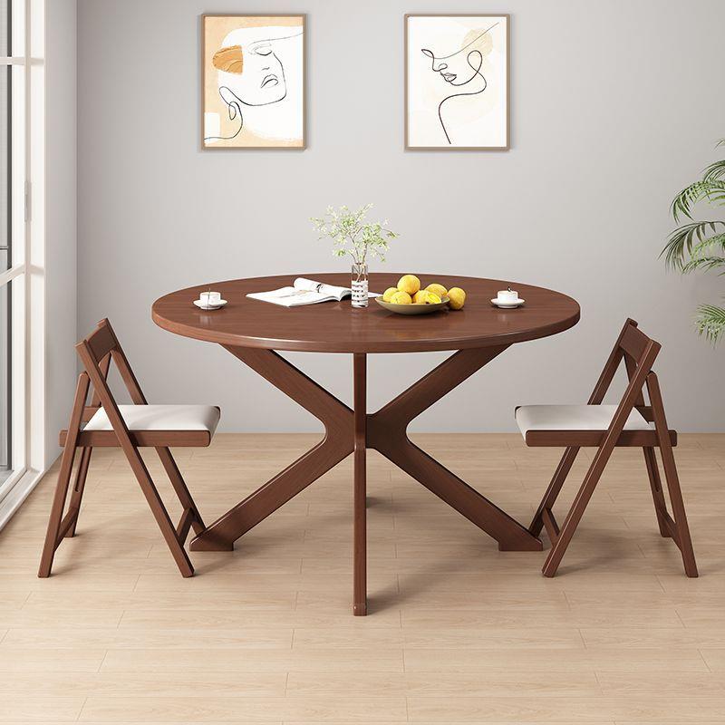 实木餐桌圆桌折叠家用可折叠小户型饭桌中式吃饭折叠桌桌子圆形