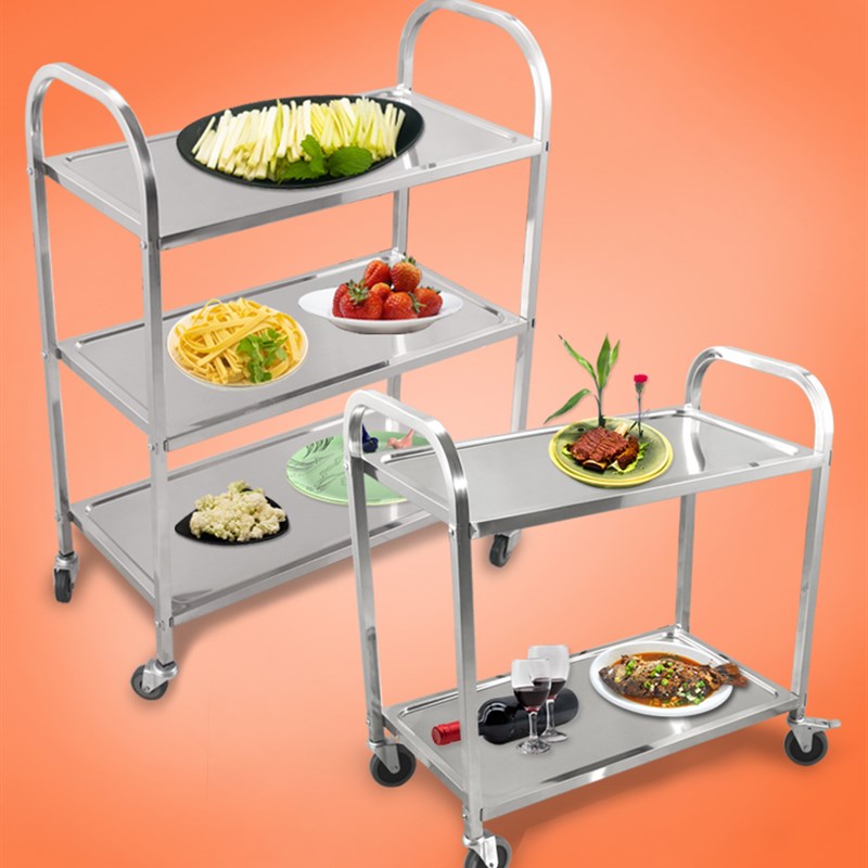 不锈钢收餐车收碗车带垃圾桶酒店饭店餐厅用三层收集车手推车