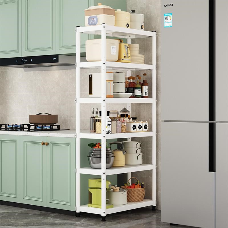 白色烤漆厨房置物架落地多层微波炉烤箱架冰箱缝多功能收纳架子