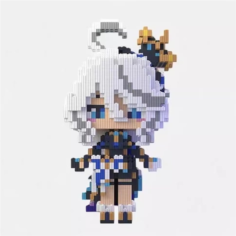 同人二创积木人原神大芙宁娜系列高难度拼装小颗粒动漫手办3d模型