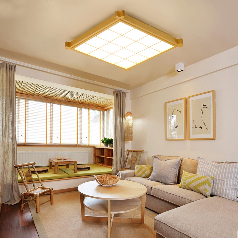 日式灯具led吸顶灯客厅灯长方形木质超薄卧室创意遥控灯榻榻米灯