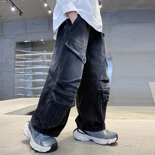 萱骁童装男童牛仔裤儿童秋装裤子春秋中大童男孩帅气潮裤痞帅炸街