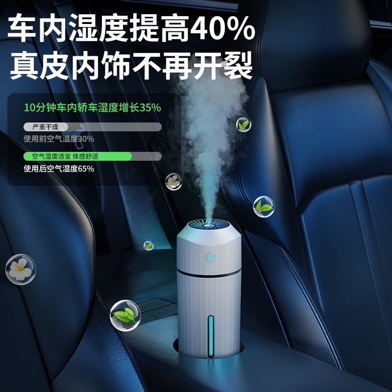 车载加湿器香氛气氛灯汽车内小型除甲醛异味空气净化喷雾无线