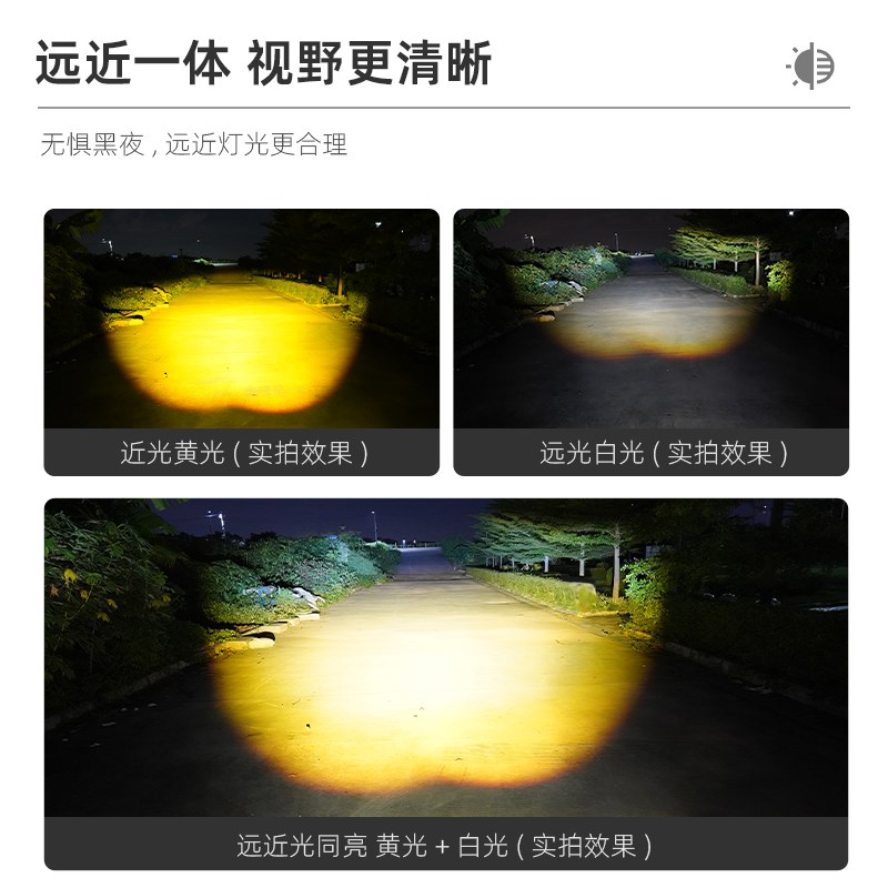萤光者摩托车led射灯超亮强光电动车远近灯光切线透镜射灯爆闪灯