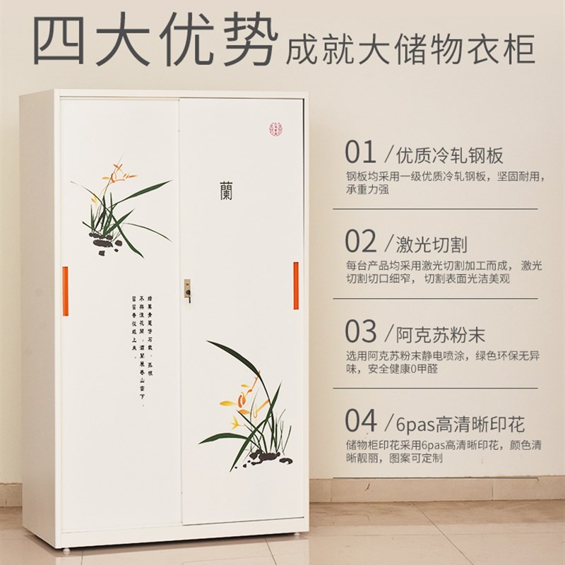 铁皮衣柜家用储物收纳阳台柜子办公室用更衣柜二门三门收纳杂物柜