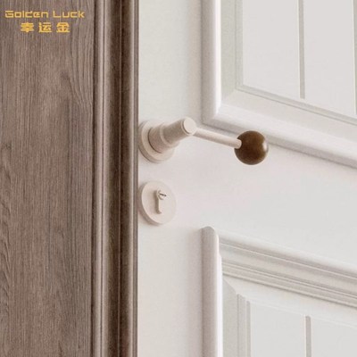 法式磁吸分体门锁室内卧室房间门把手胡桃木球把手静音磁吸木门锁