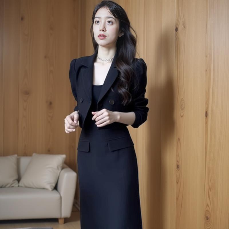 小上衣高腰显瘦两件套女2024秋季新款外套包臀半裙套装1968