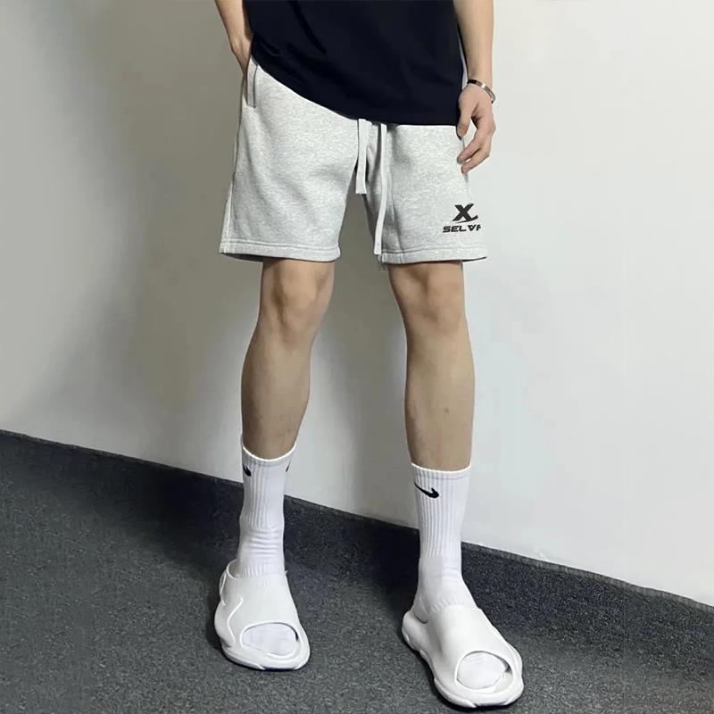 美式潮牌高街字母印花运动直筒短裤男款夏季篮球健身抽绳五分裤子
