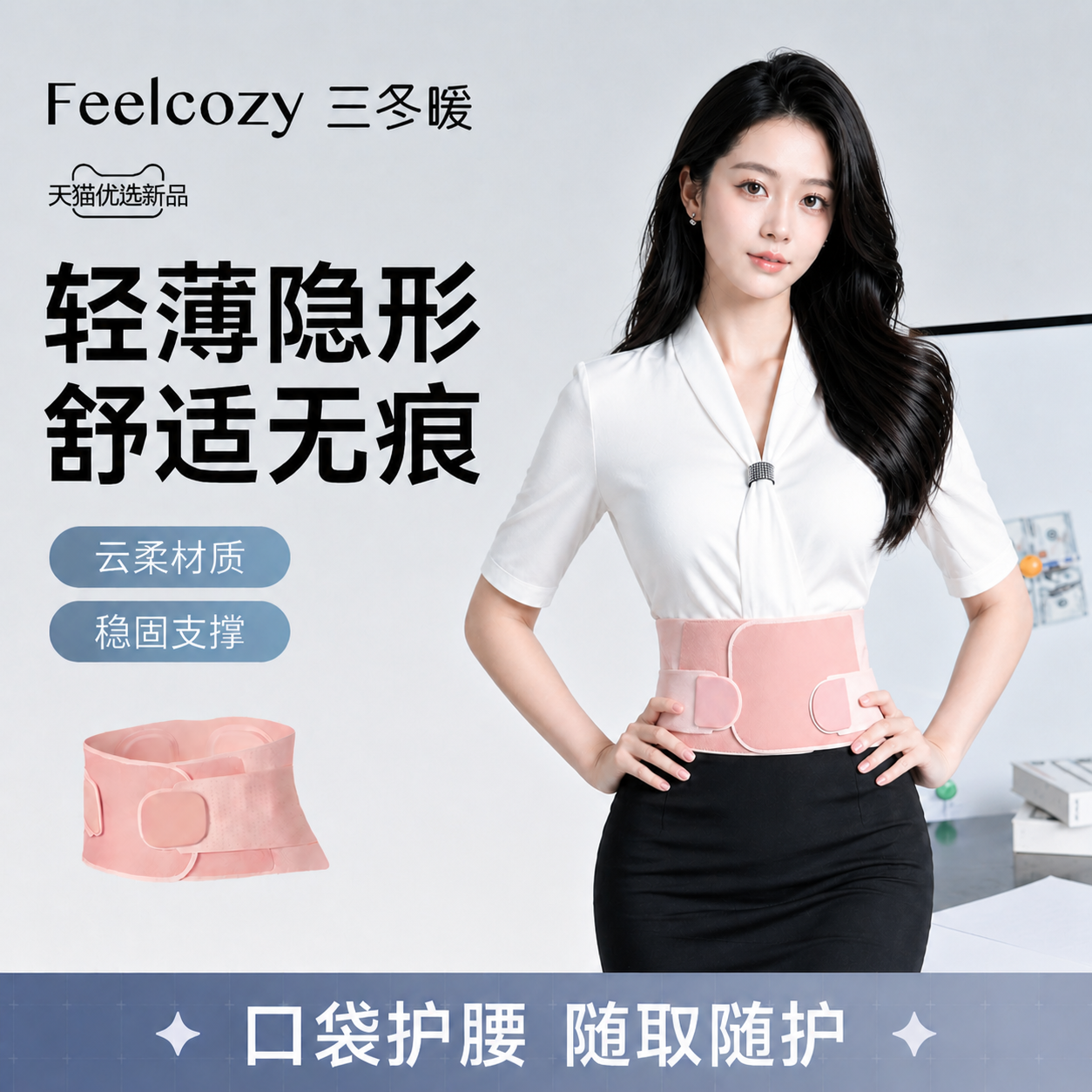 超薄款护腰带女士腰椎间盘劳损专用夏季透气隐形腰痛腰托久坐神器
