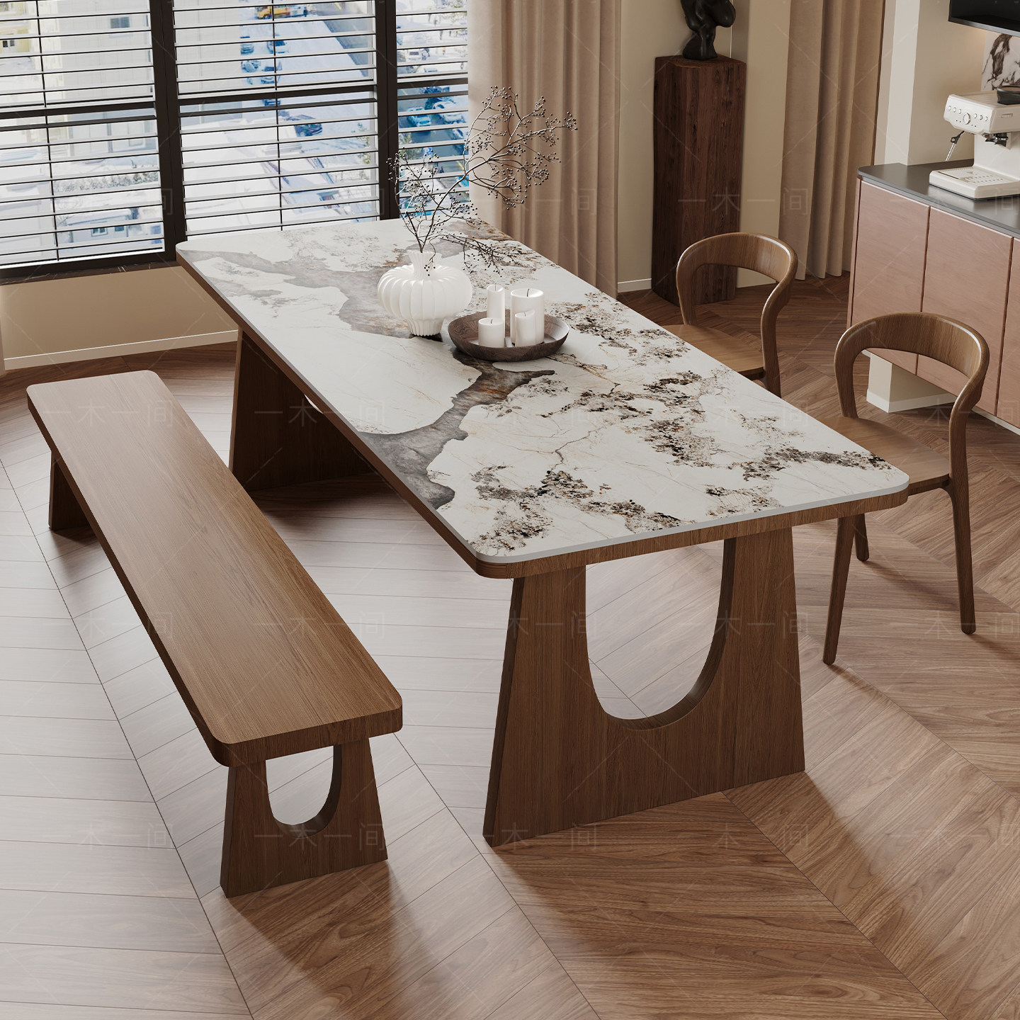 实木岩板餐桌法式复古长方形家用吃饭桌椅组合客厅大长书桌工作台,住宅家具,实木餐桌,淘宝优惠券,粉丝福利购,淘宝优惠卷