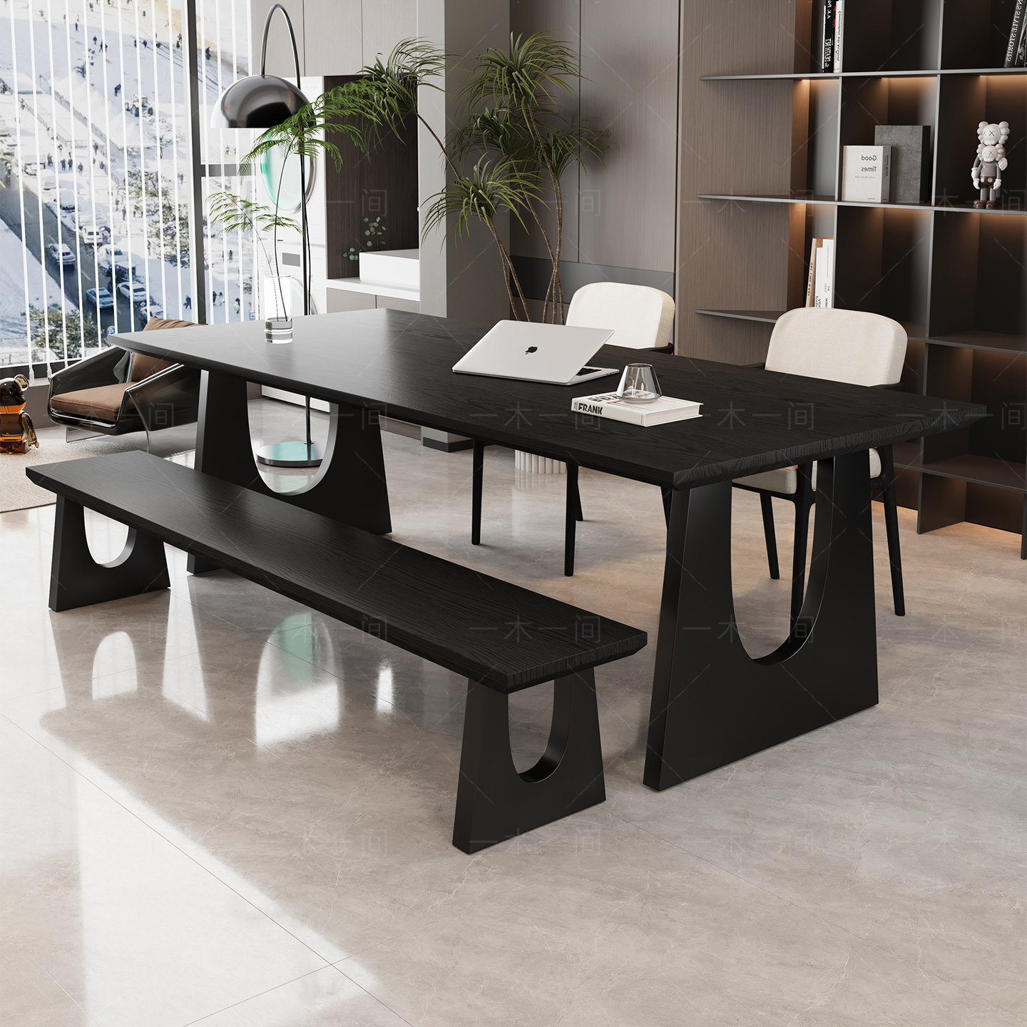 客厅实木大长书桌现代极简沙发后长条书桌双人学习桌工作台办公桌,住宅家具,书桌,淘宝优惠券,粉丝福利购,淘宝优惠卷