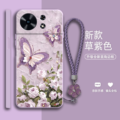 适用华为麦芒40手机壳智选TYH651M中国电信四十5G油画蝴蝶全包麦茫保护套麦忙4o男女芒卖新款405G外壳卖忙