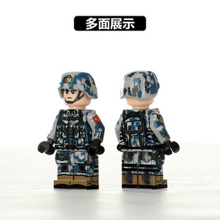 中国积事特玩兵i警察军木人仔男生益智拼装积木种具模型海军陆战