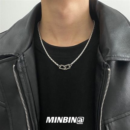 双环扣钛钢项链男小众高级设计感基础款街头嘻哈颈链卫衣链配饰潮