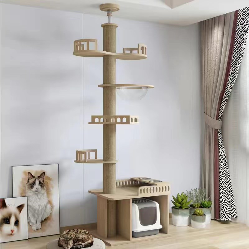 通天柱猫爬架猫窝猫树一体猫咪玩具猫抓I板剑麻大型猫架实木猫跳