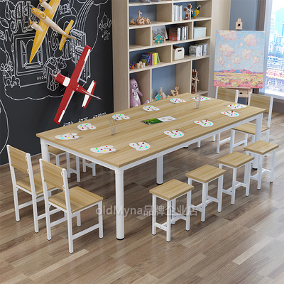 小学生幼儿园儿童课桌椅培训桌辅导班手I工美术绘画画桌画室学习