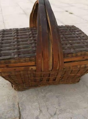 民俗老物件农村怀旧农具摆件木桶提篮斗笠米升簸箕木犁搓衣板道具