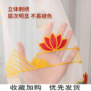 家用卧室纱窗沙门帘防蝇 伸缩杆防蚊门帘免打孔绣花纱帘隔断帘夏季