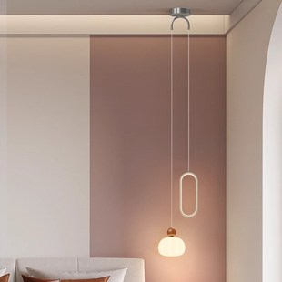 25新款卧室床头吊灯法式奶油风简约设计师背景墙高级感双头小吊灯