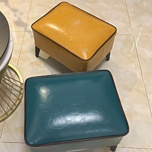 北欧轻奢皮凳美式 凳 沙发皮墩穿鞋 凳家用实木儿童小凳客厅换鞋