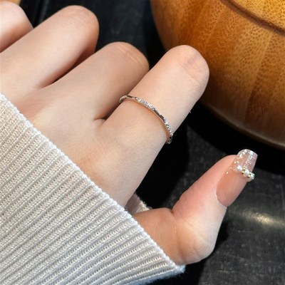 因缺斯汀【零星闪烁】金银两色镶钻戒指小众开口素戒女百搭气质