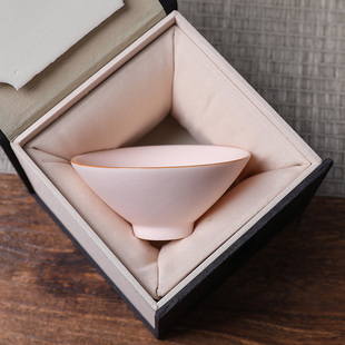 玉汝瓷斗笠杯陶瓷主人杯单杯茶碗杯子高端情侣对杯茶盏开片可养