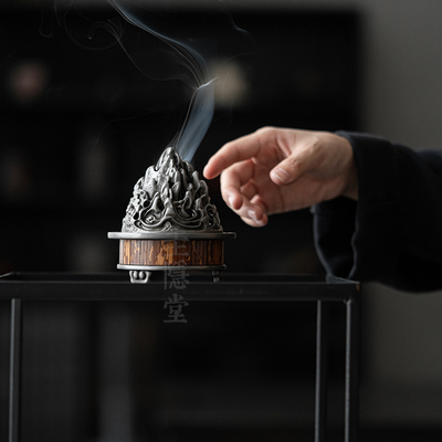 圭隐堂中式仿古锡制博山香炉禅意香薰炉 家用檀香沉香盘香 香篆炉