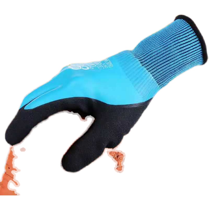 创信L878耐磨防水浸胶发泡满挂防滑劳动工地全浸工作劳保手套