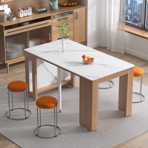 家用小户型可移动饭桌全实木可伸缩折叠岩板餐桌多功能长方形桌枱,住宅家具,岩板餐桌,淘宝优惠券,粉丝福利购,淘宝优惠卷