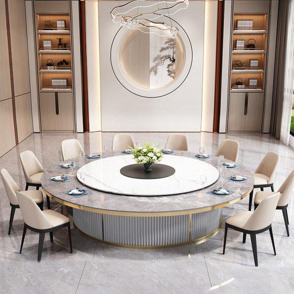 2024新款酒店岩板电动餐桌大圆桌别墅包厢圆形带转盘电磁炉火锅桌,住宅家具,岩板餐桌,淘宝优惠券,粉丝福利购,淘宝优惠卷