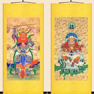明清古画版 王灵官护法真君神将水陆画 神仙绢布卷轴挂画装饰画