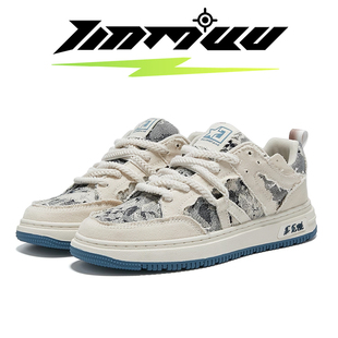 TINMUU天牧撞色解构新潮学院青春时尚运动休闲低帮板鞋子男女情侣