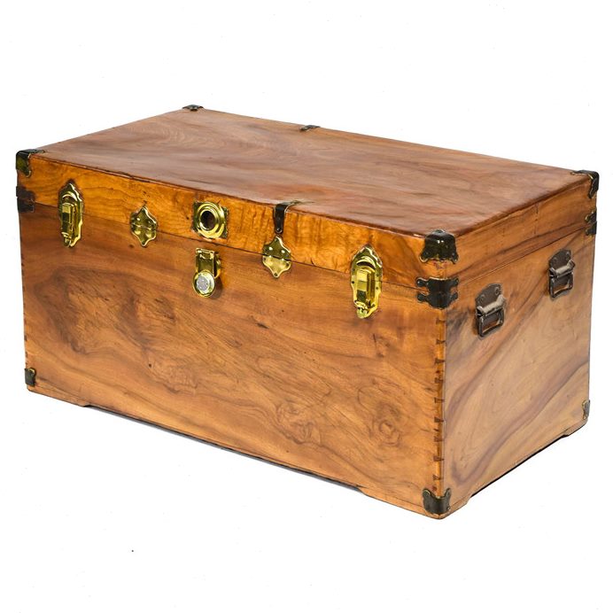 扣古全妆特大号老式老箱独樟木箱中式箱板老箱衣嫁全家具茶几旧箱