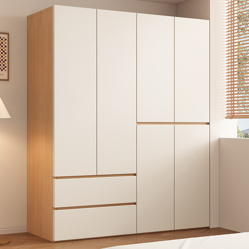 实木衣柜家用卧室分段式免拉手衣橱2025爆款衣柜经济型儿童收纳柜