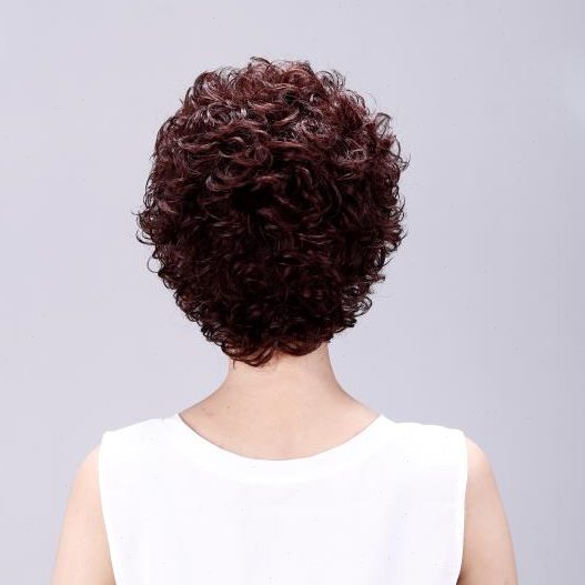 真发假发套女士烫短发卷发全头套式自然中老年人妈妈款奶奶头发型