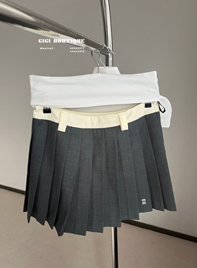 【高定面料】 2025春季  MIU式甜妹 灰色百褶短款半裙