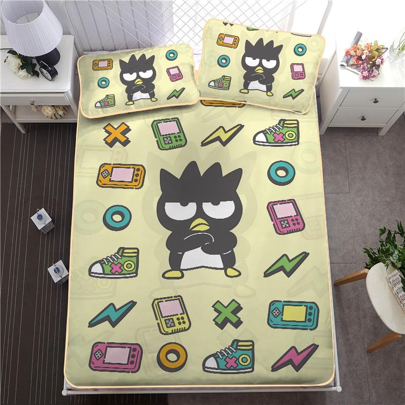 酷企鹅卡通冰丝席三件套女寝室夏季凉感席面学生宿舍单人席子凉席