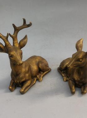 铜鹿摆件纯铜梅花鹿家居客厅玄关酒柜装饰品乔迁新房创意结婚礼物