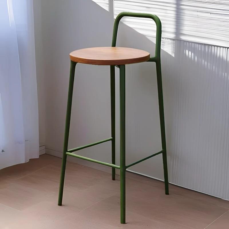 现代简约轻奢设计师户外实木北欧家用收银台网红靠背休闲高脚凳