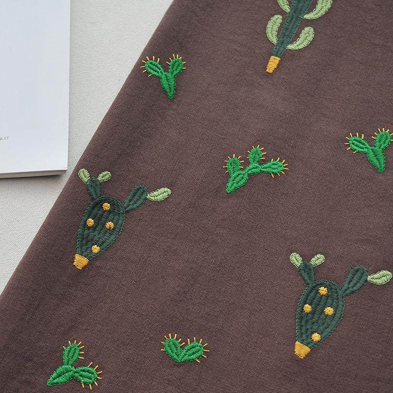 卡通刺绣棉麻布料面料沙发抱枕套盖布窗帘布自己做防尘布盖布灰色