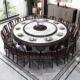 新中式 酒店电动餐桌12人20人大圆桌带转盘饭店 包邮 实木桌椅组合