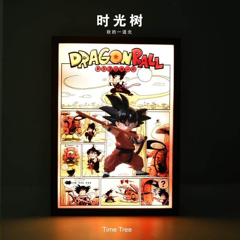七龙珠童年小孙悟空手办冲出动漫3D立体灯光画装饰挂画送朋友礼物