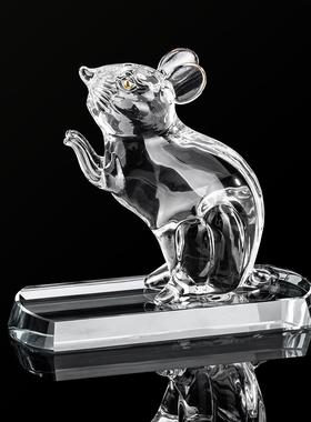 水晶生肖鼠能量摆件招财吉祥物办公室客厅办公桌家居装饰镇宅摆件